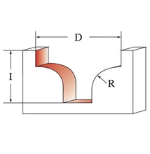 WT felsőmaró negyedköríves csapágy nélkül D:25,4x13,5; H:48; A:8; R:6,35; Z:2