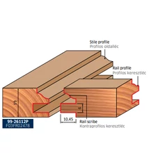 99-FR Pro felsőmaró kontraprofil D:42,9x19; H:77; A:12; R1:4,5;R2:5,5; Z:2
